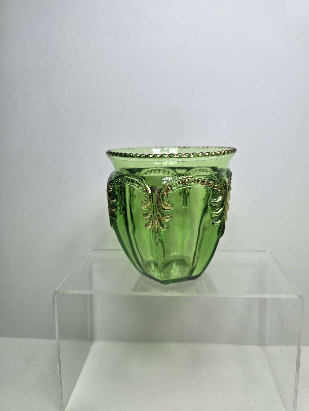 Antique Fostoria Priscilla emerald green Open Spooner 1899-1901
